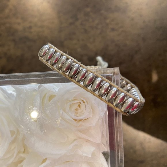 Silver Friendship Bracelet on Neutral Rope - Picture 3 of 3